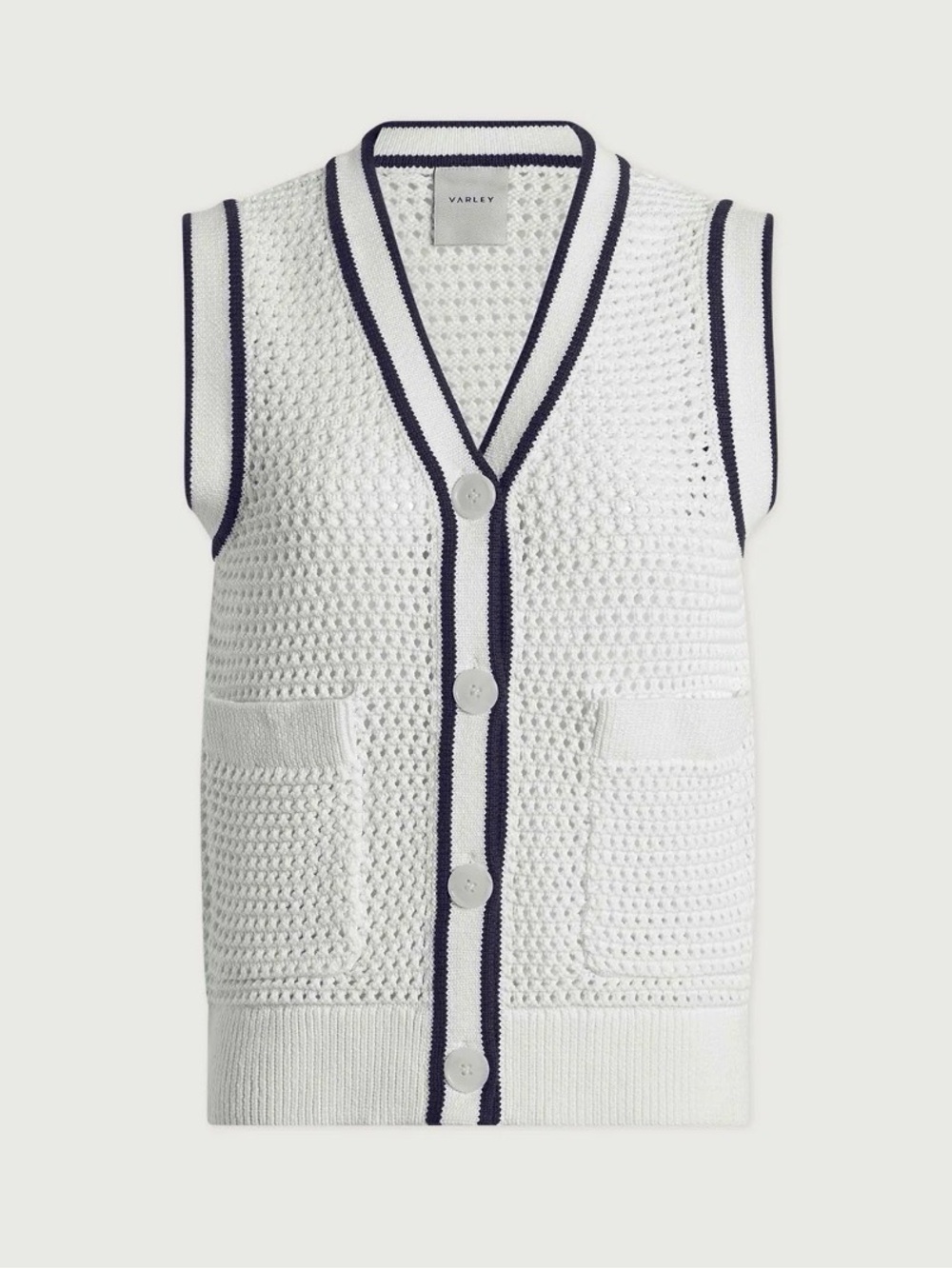 Varley Leilani White Knit V-Neck tank Vest